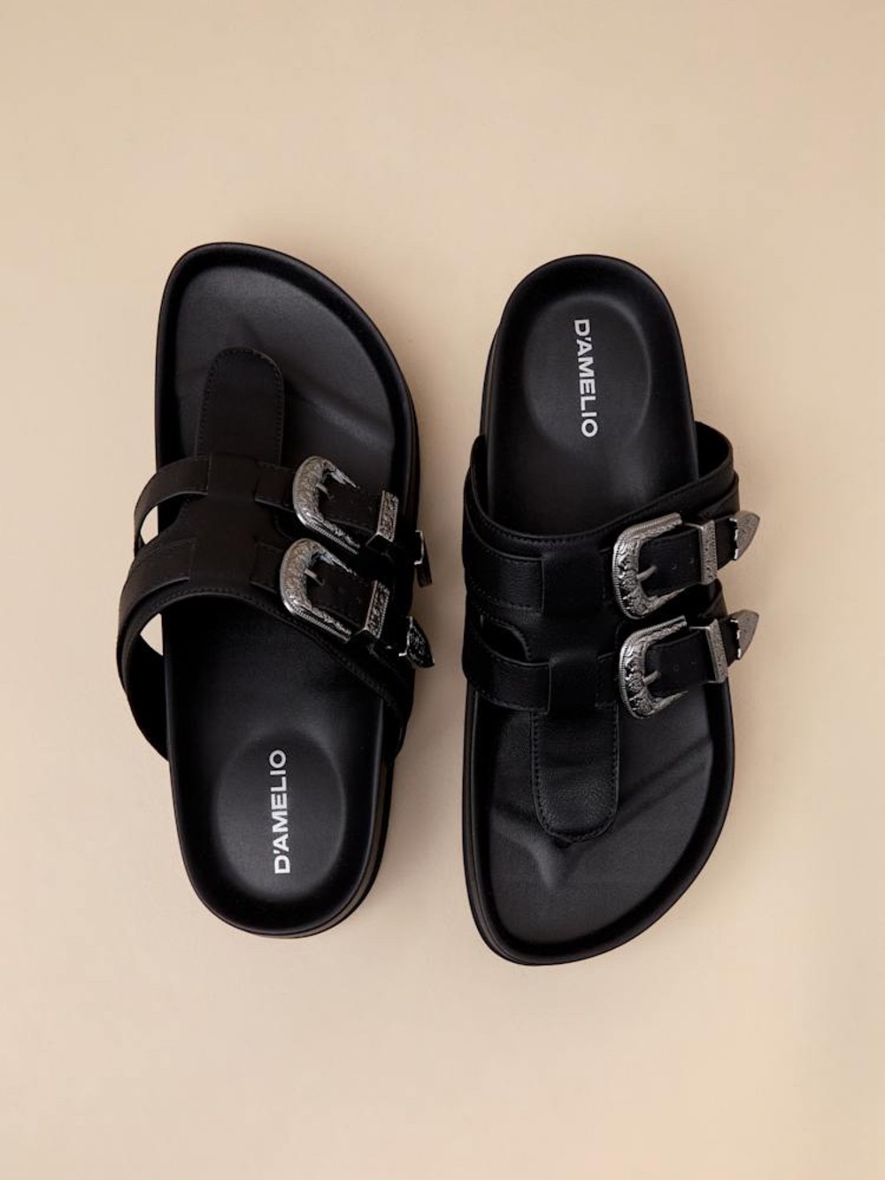 D’Amelio Nyra Black Faux Leather Buckle Flatform Sandals Womens 8